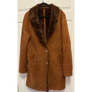 Paul Berman Leather Sheepskin Shearling Coat